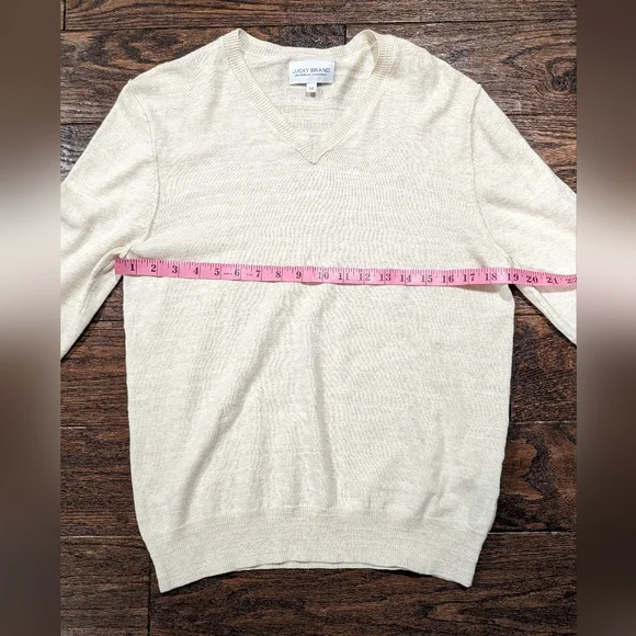 Lucky Brand V Neck Sweater Cream Color Lightweight - Picture 5 of 6
